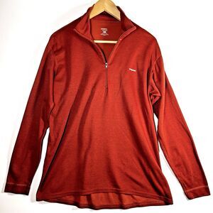 Patagonia Capiliene Shirt Mens Large Rust Red Quarter Zip Base Layer Outdoors